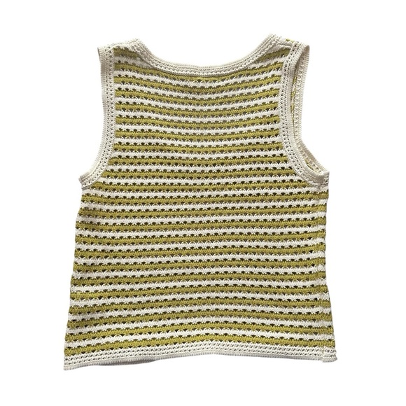 Striped Crochet Knit Tank Top in Kiwi by Blu Pepper Woman’s Small - Picture 2 of 11